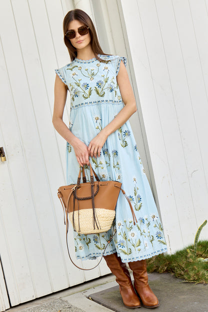 Audra Embroidery Midi Dress