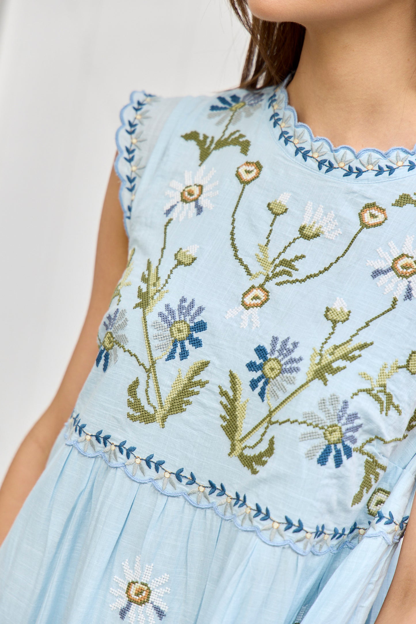 Audra Embroidery Midi Dress