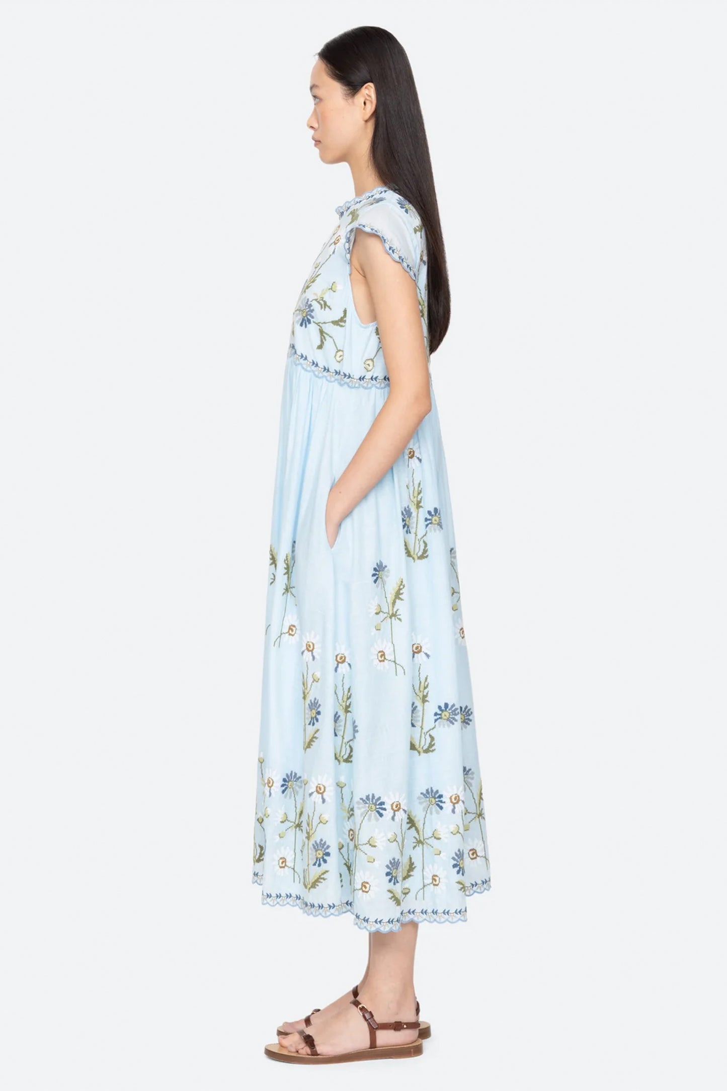 Audra Embroidery Midi Dress