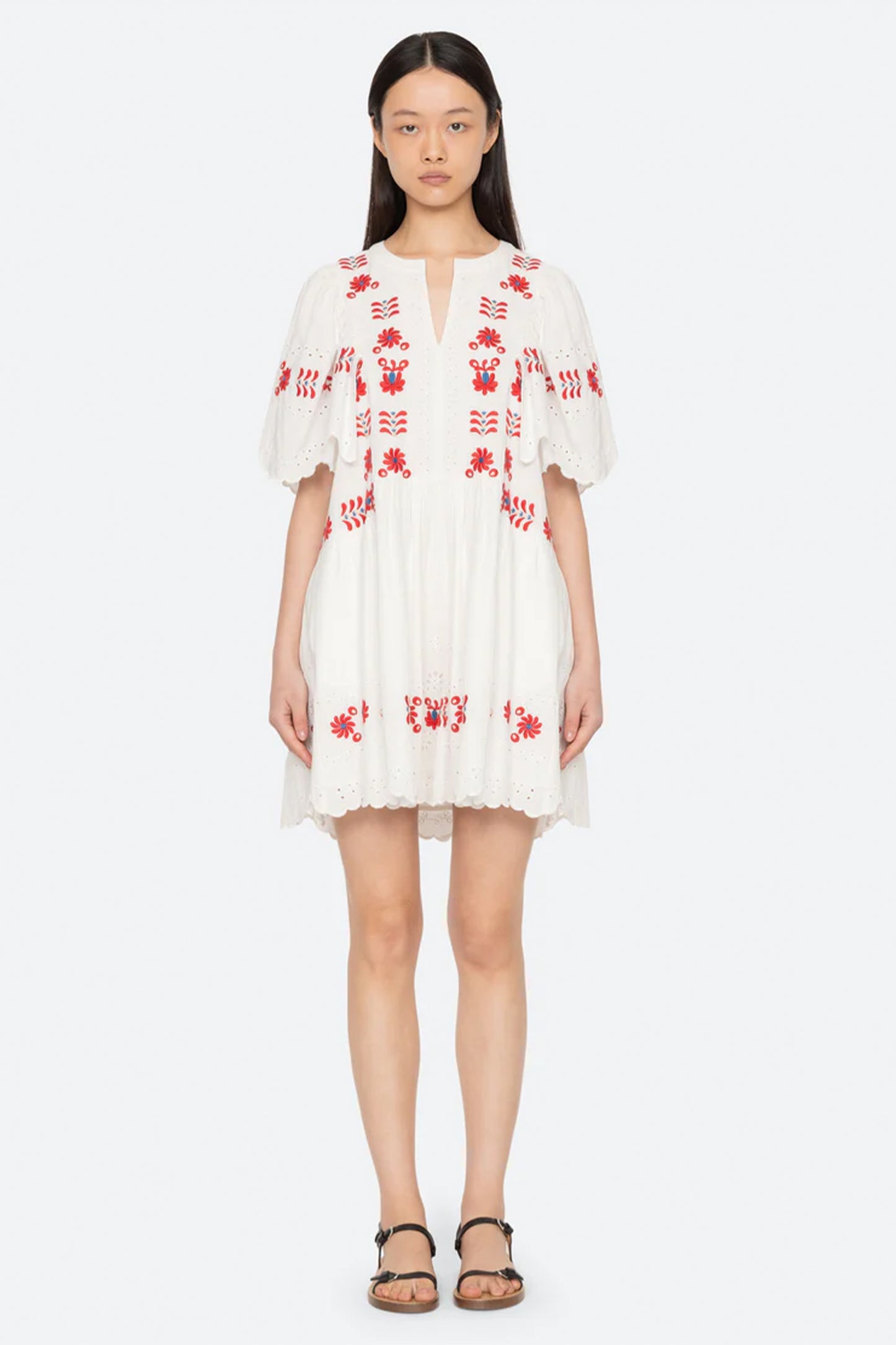 Catharina Emb 3/4 Slv Mini Dress