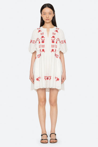 Catharina Emb 3/4 Slv Mini Dress