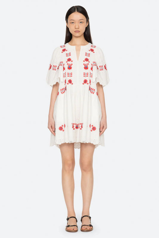 Catharina Emb 3/4 Slv Mini Dress