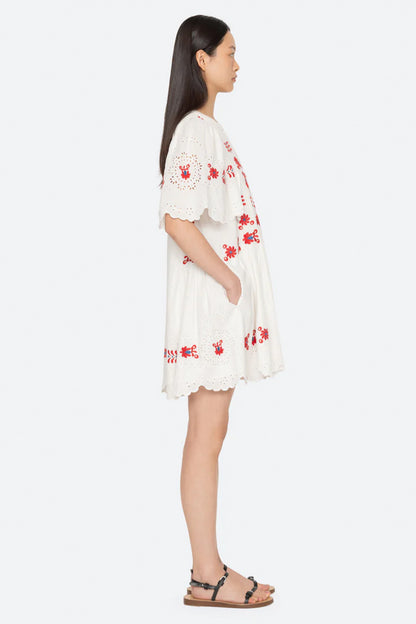 Catharina Emb 3/4 Slv Mini Dress