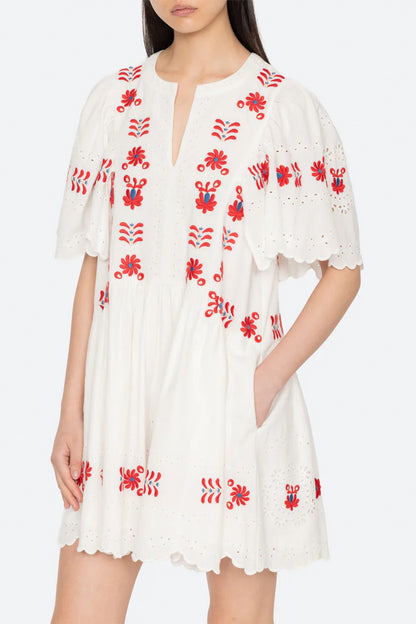 Catharina Emb 3/4 Slv Mini Dress