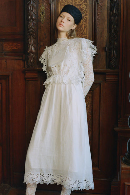 Eleannora Emb S/Slv Midi Dress