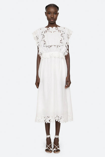 Eleannora Emb S/Slv Midi Dress