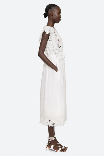 Eleannora Emb S/Slv Midi Dress