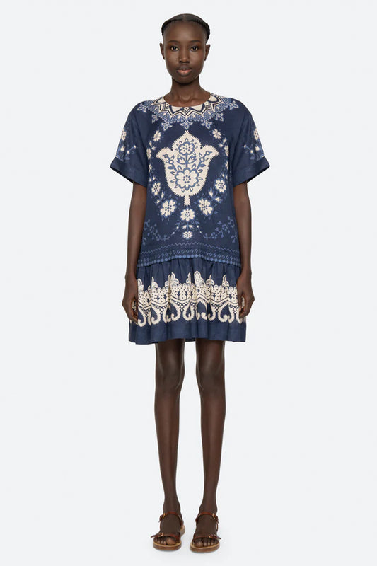 Emelina Print S/Slv Mini Dress