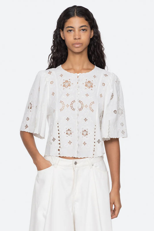 Gardener Emb S/Slv Top