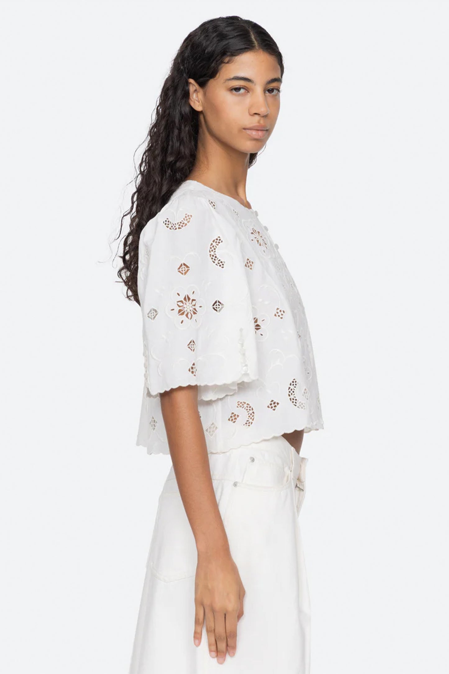 Gardener Emb S/Slv Top