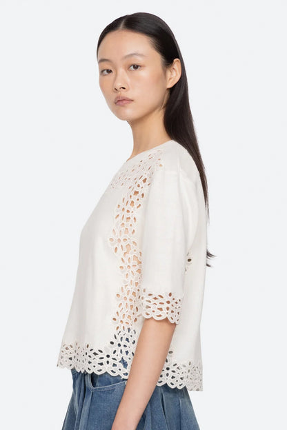 Leila Eyelet S/Slv Sweater