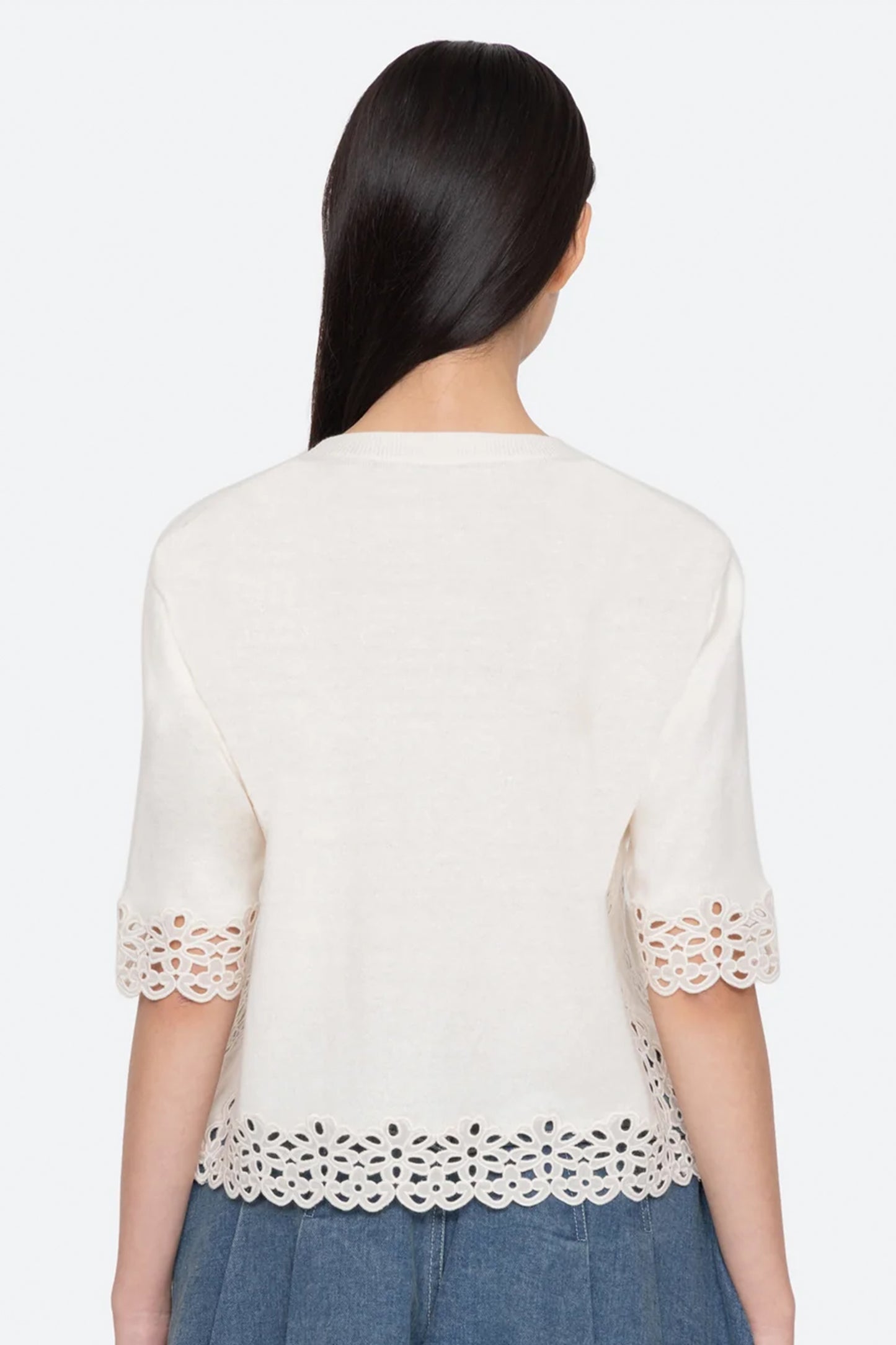 Leila Eyelet S/Slv Sweater