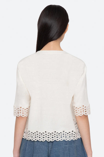 Leila Eyelet S/Slv Sweater