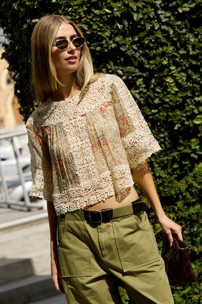 Luisa Print S/Slv Top