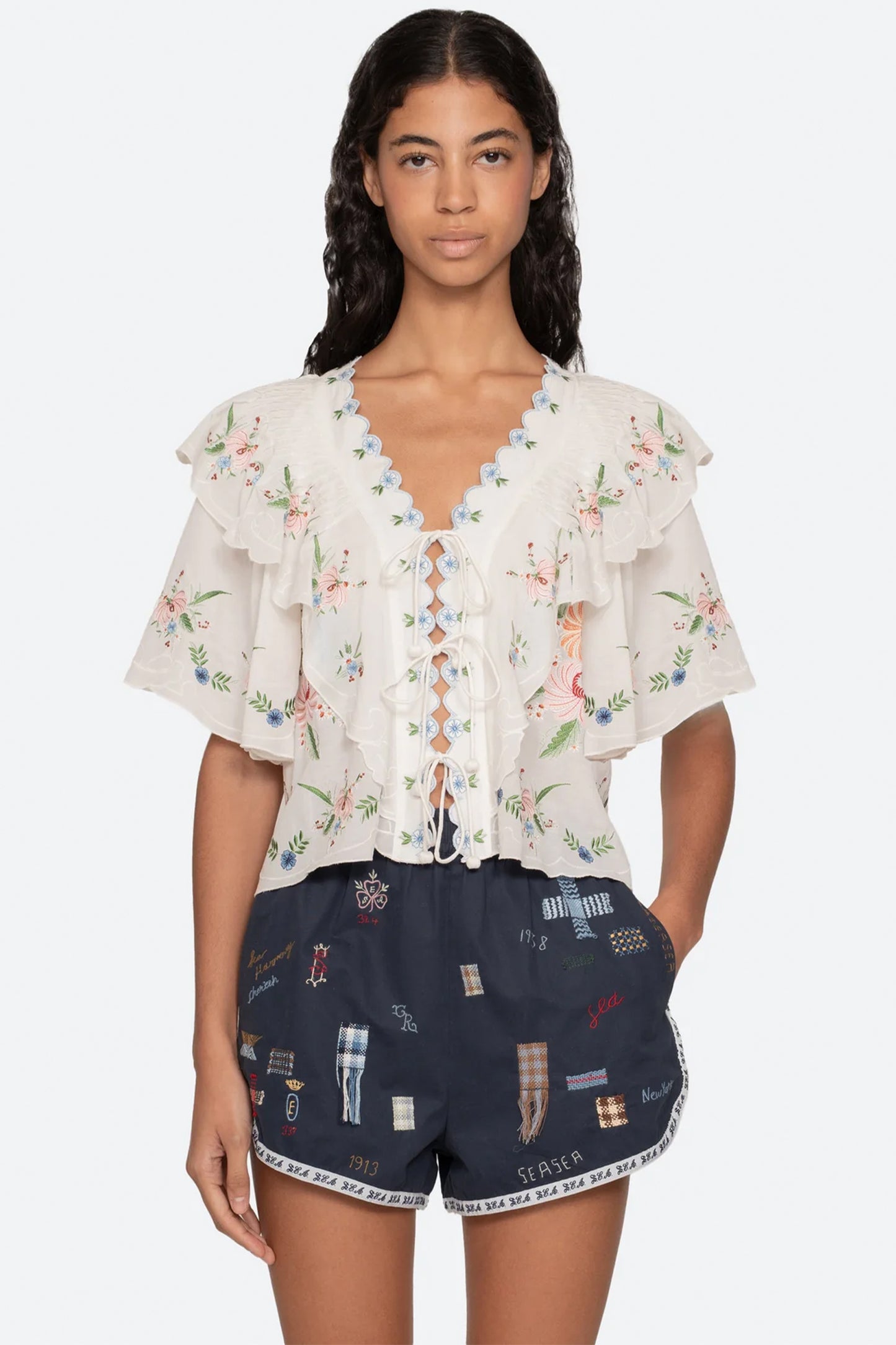 Serafina Embroidery S/Slv Top