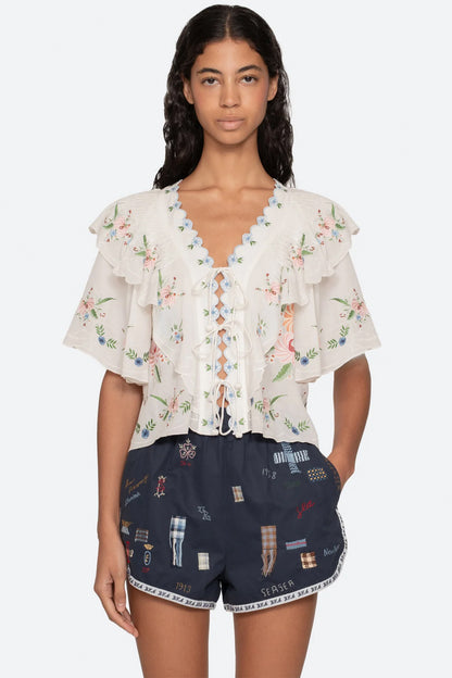 Serafina Embroidery S/Slv Top