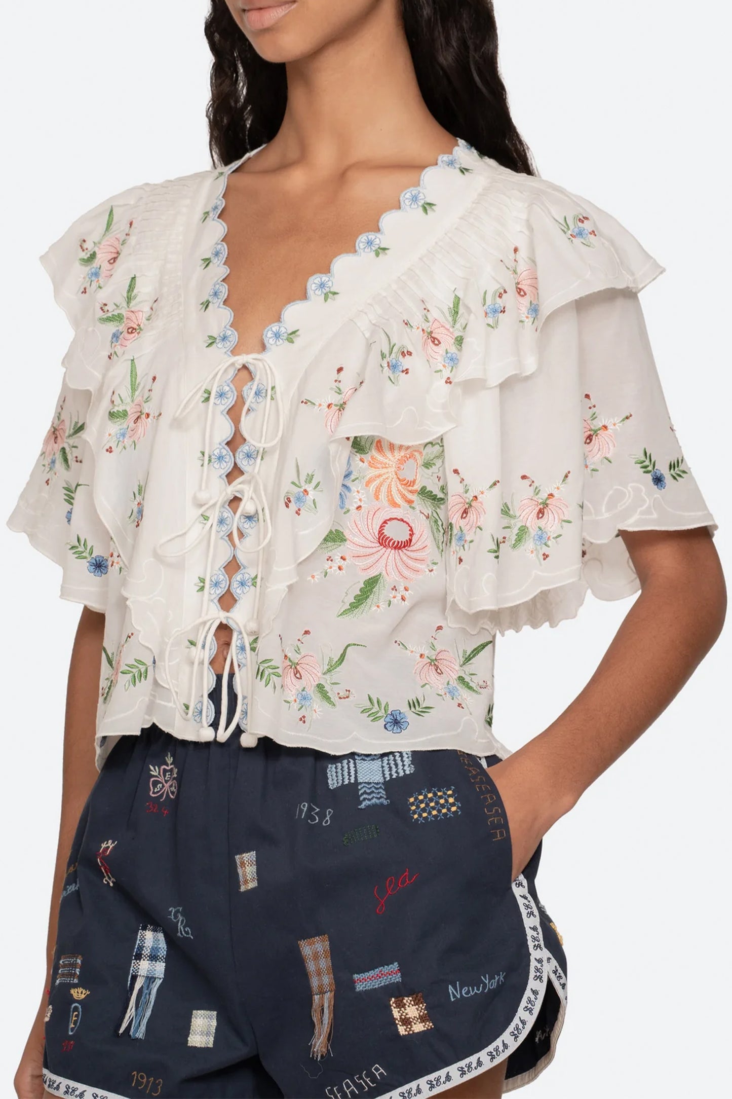 Serafina Embroidery S/Slv Top