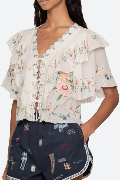 Serafina Embroidery S/Slv Top