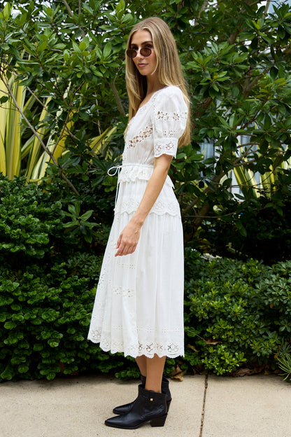 Sofia Embroidery Puff Slv Dress