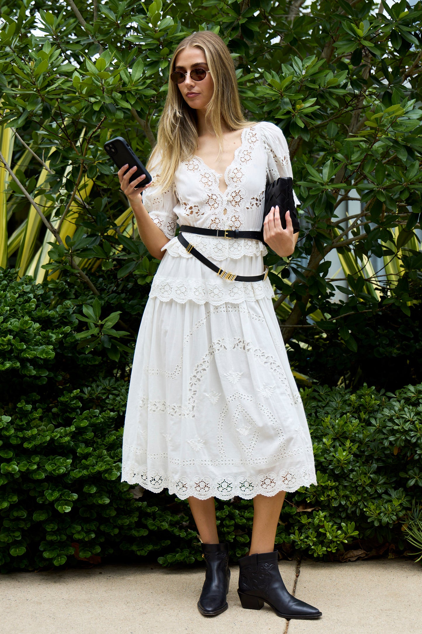 Sofia Embroidery Puff Slv Dress