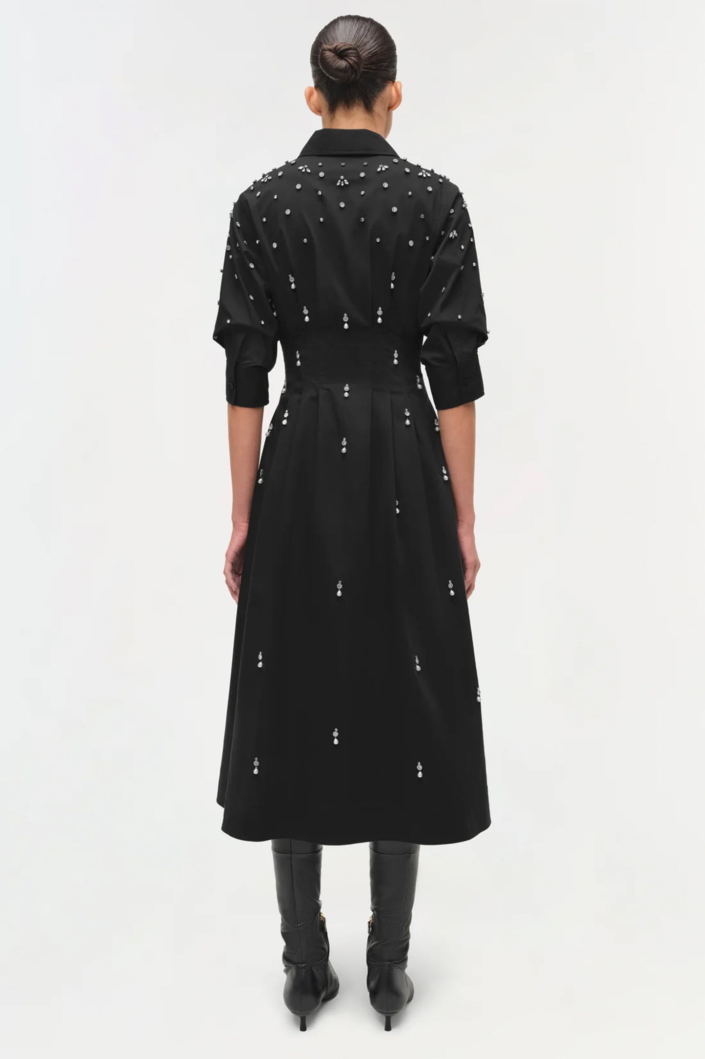 Jazz Embellished Pintuck Midi Dress