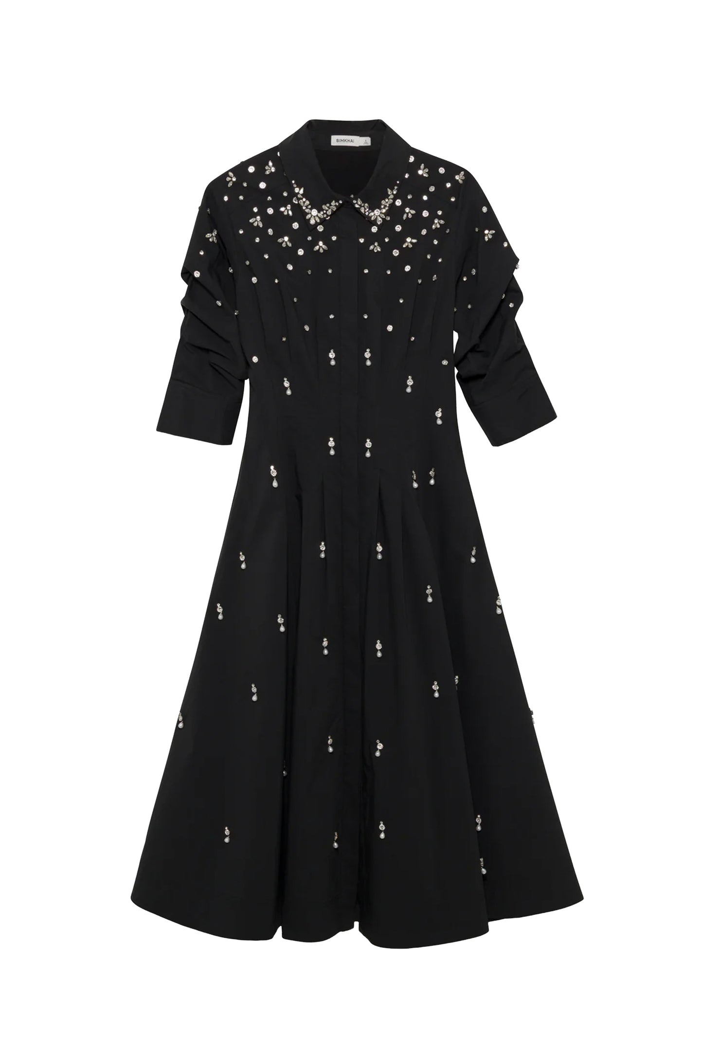 Jazz Embellished Pintuck Midi Dress