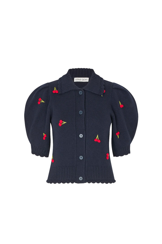 Bobble Knit Polo Cardigan