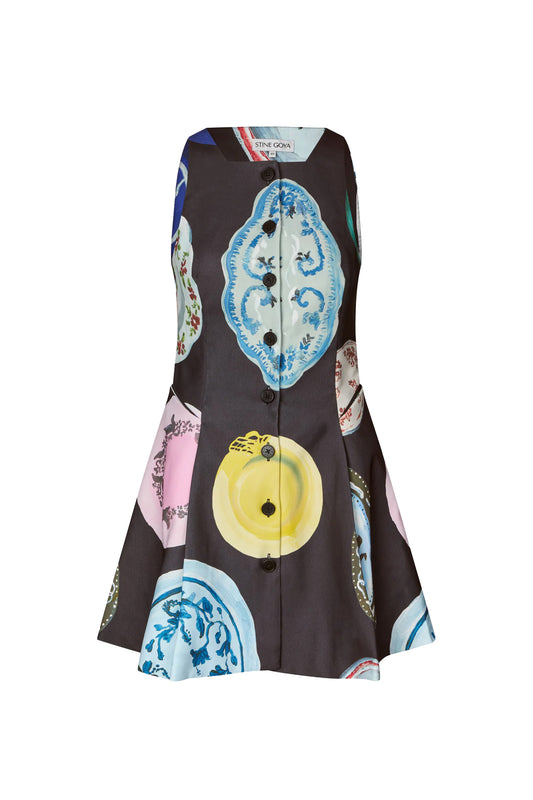 Sleeveless Button-Up Mini Dress