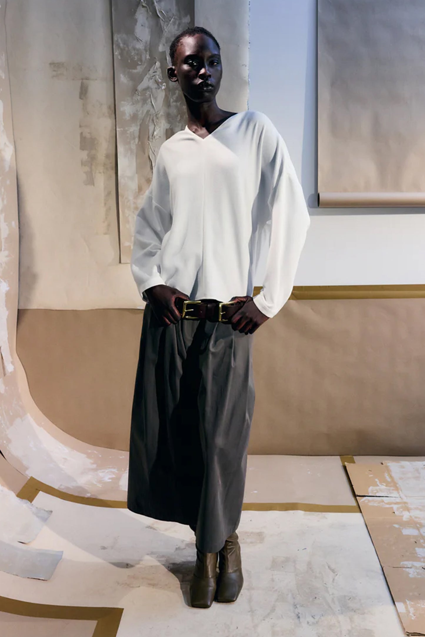 Bio Twill Triple Pleat Cropped Pant