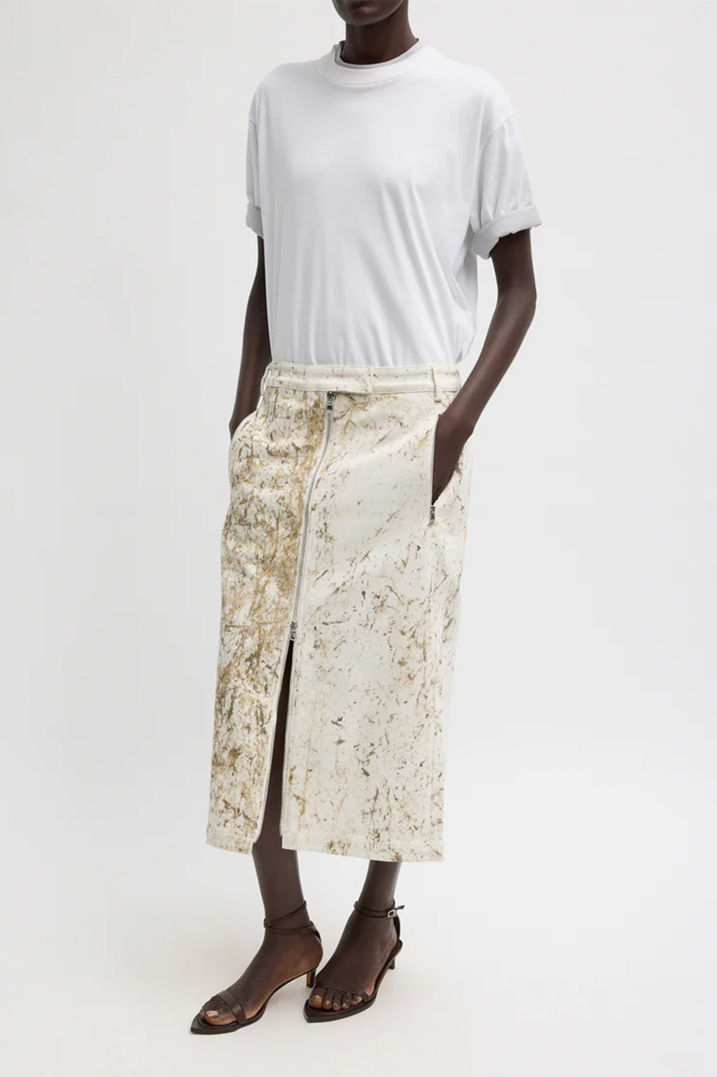 Calcimin Denim Midi Trouser Zip Skirt - FINAL SALE