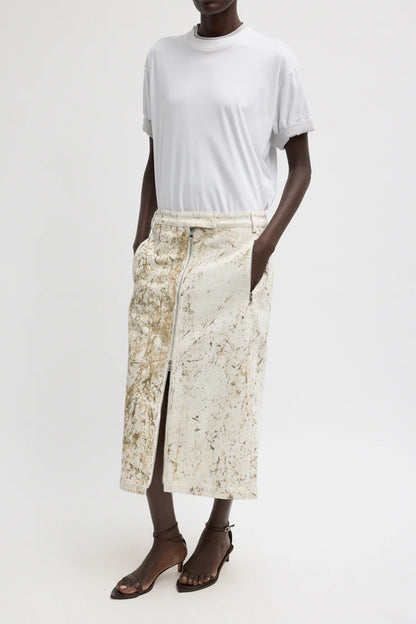 Calcimin Denim Midi Trouser Zip Skirt - FINAL SALE