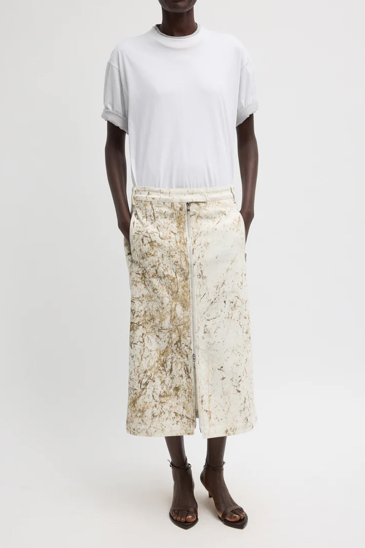 Calcimin Denim Midi Trouser Zip Skirt - FINAL SALE