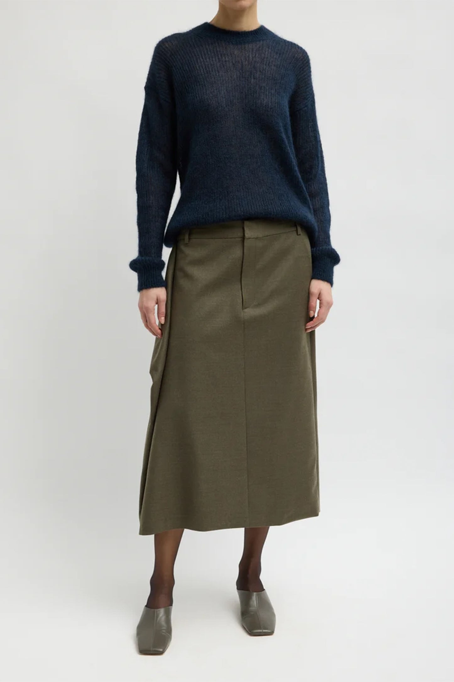 Cozy Flannel Midi Trouser Skirt