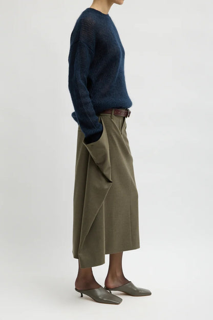 Cozy Flannel Midi Trouser Skirt