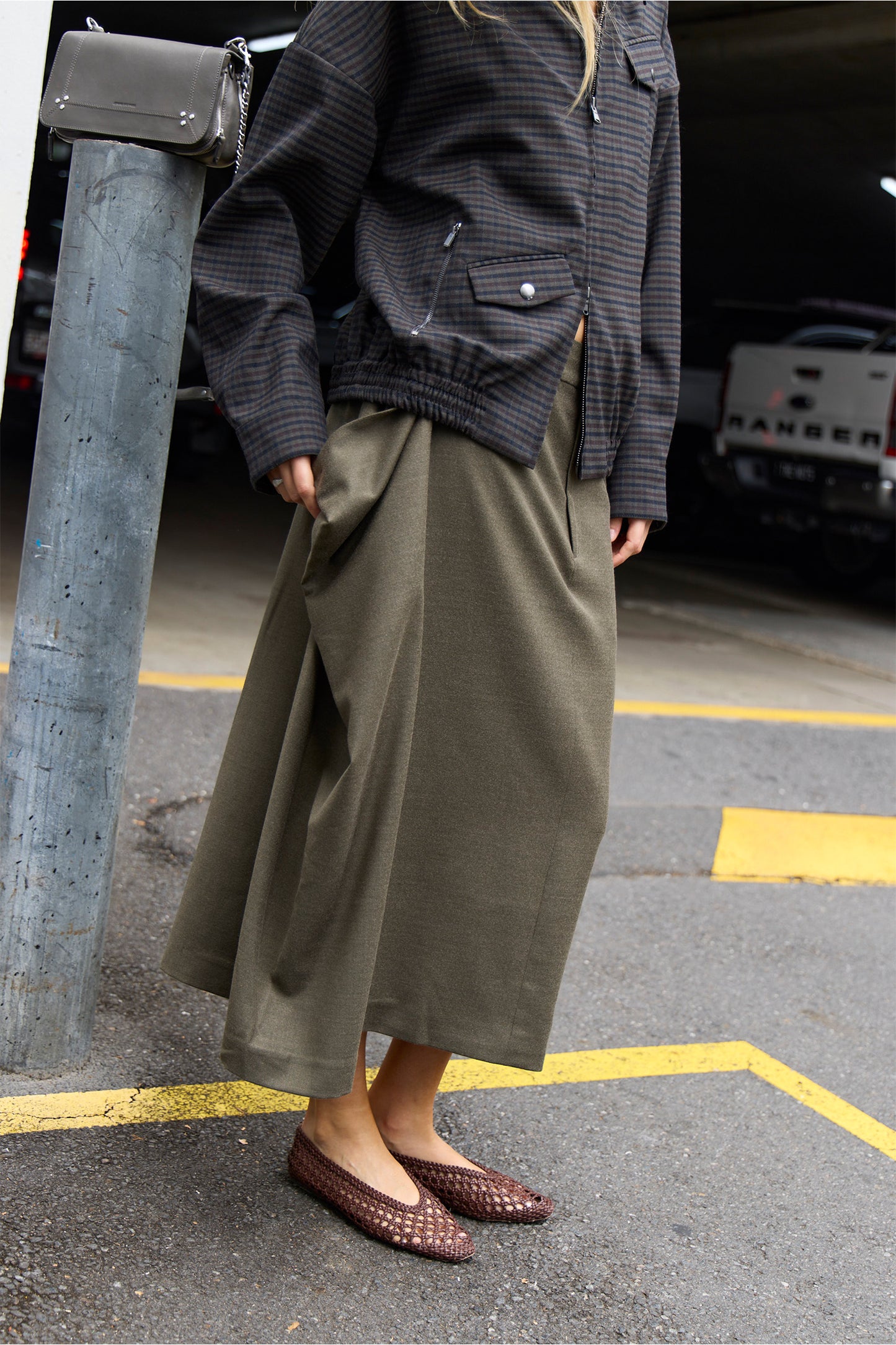 Cozy Flannel Midi Trouser Skirt