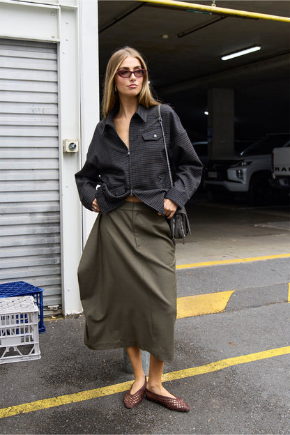 Cozy Flannel Midi Trouser Skirt