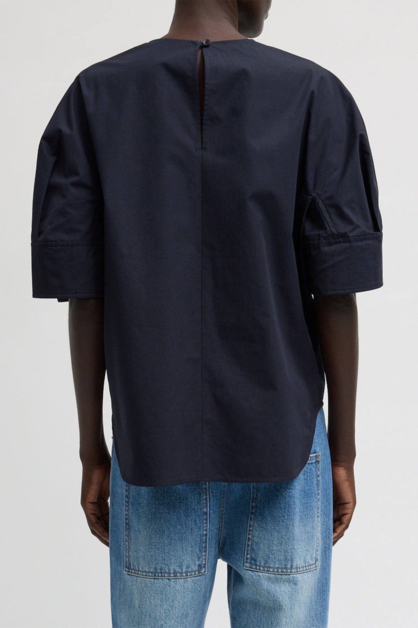 Eco Poplin Reverse Sleeve Top
