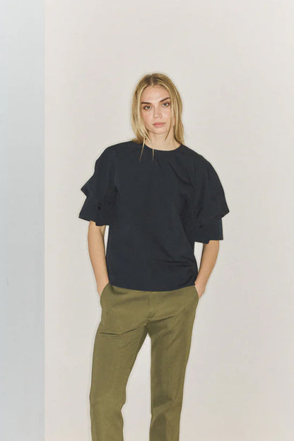Eco Poplin Reverse Sleeve Top