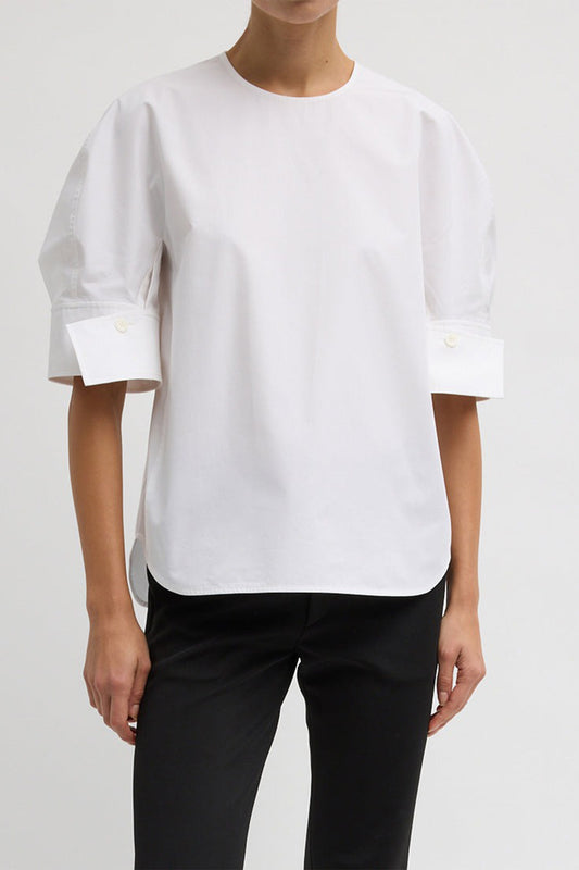 Eco Poplin Reverse Sleeve Top