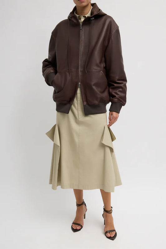 Leather Zip Up Hoodie Jacket