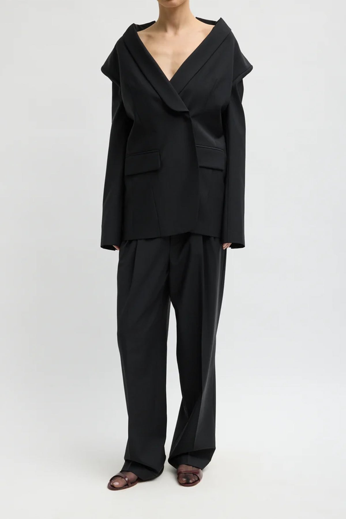 Recycled Tropical Wool Tuxedo Zip Blazer