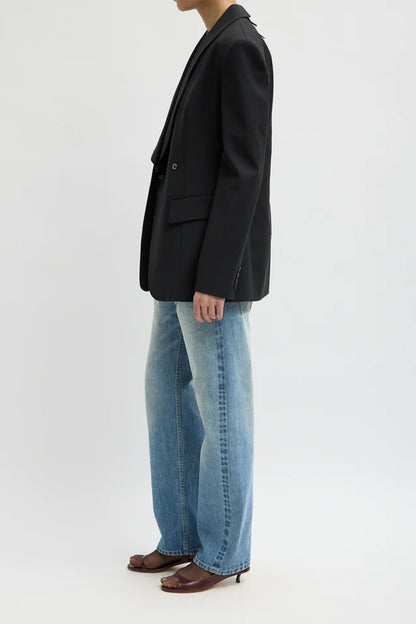 Recycled Tropical Wool Tuxedo Zip Blazer
