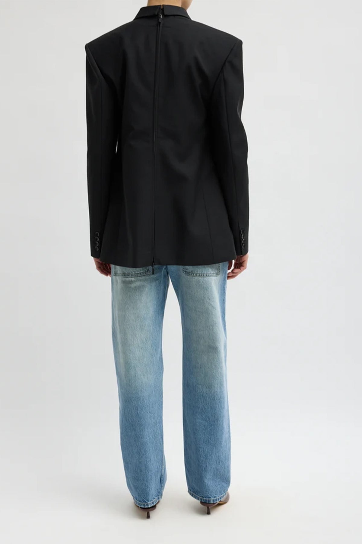 Recycled Tropical Wool Tuxedo Zip Blazer