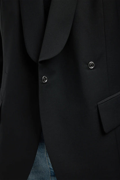 Recycled Tropical Wool Tuxedo Zip Blazer