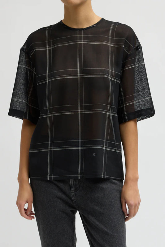 Sheer Wool Guaze Check Easy T