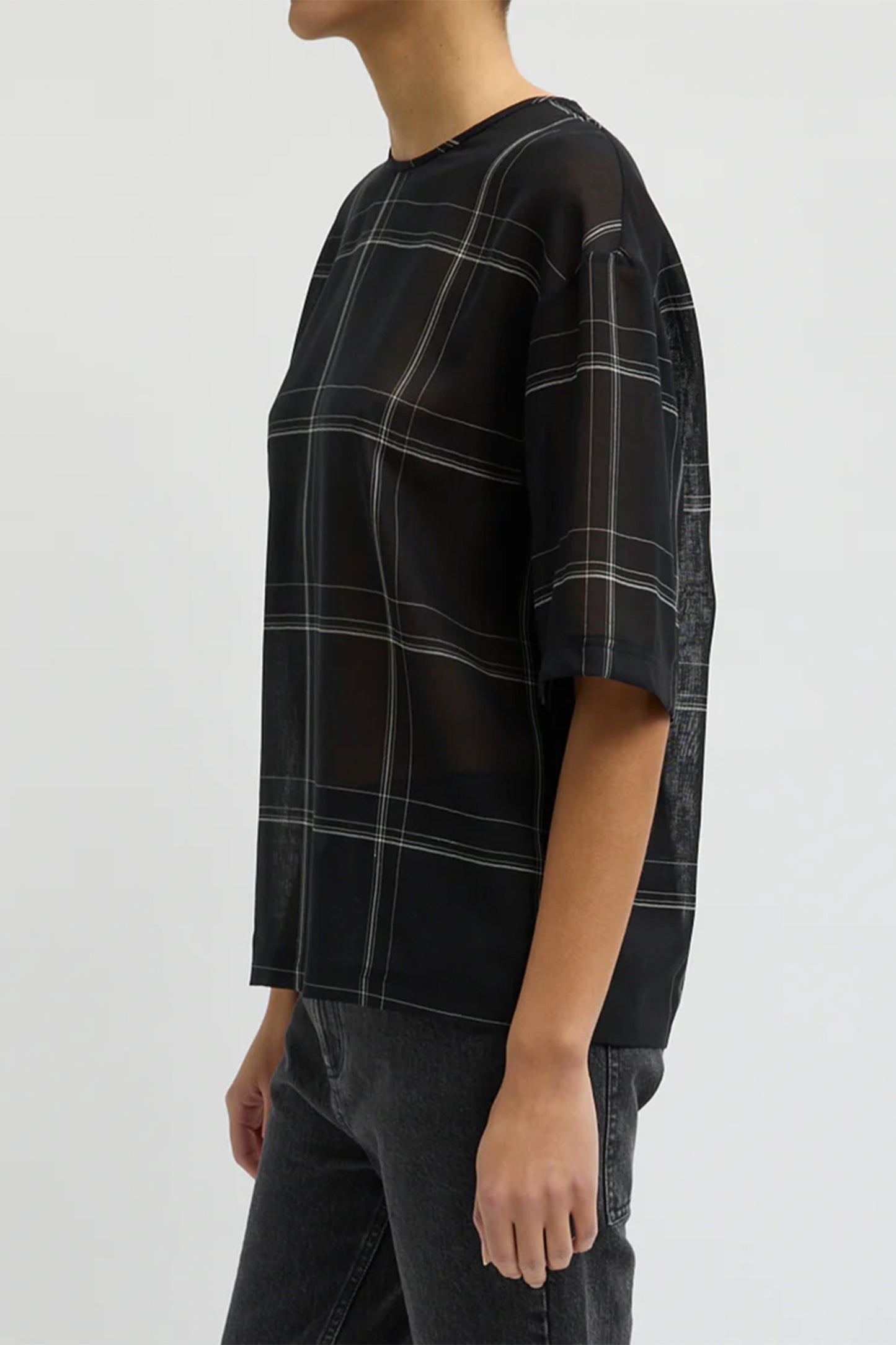 Sheer Wool Guaze Check Easy T