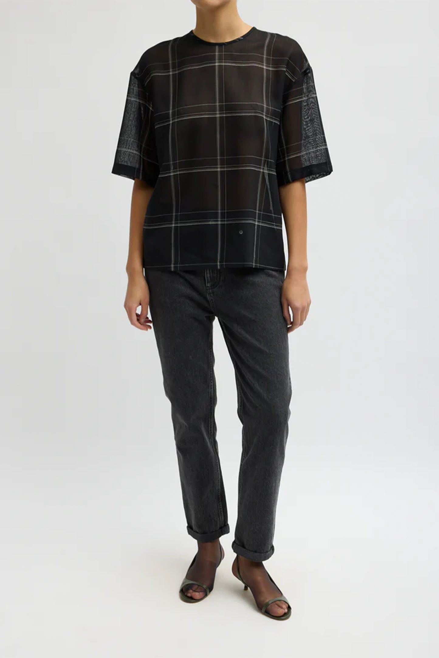 Sheer Wool Guaze Check Easy T