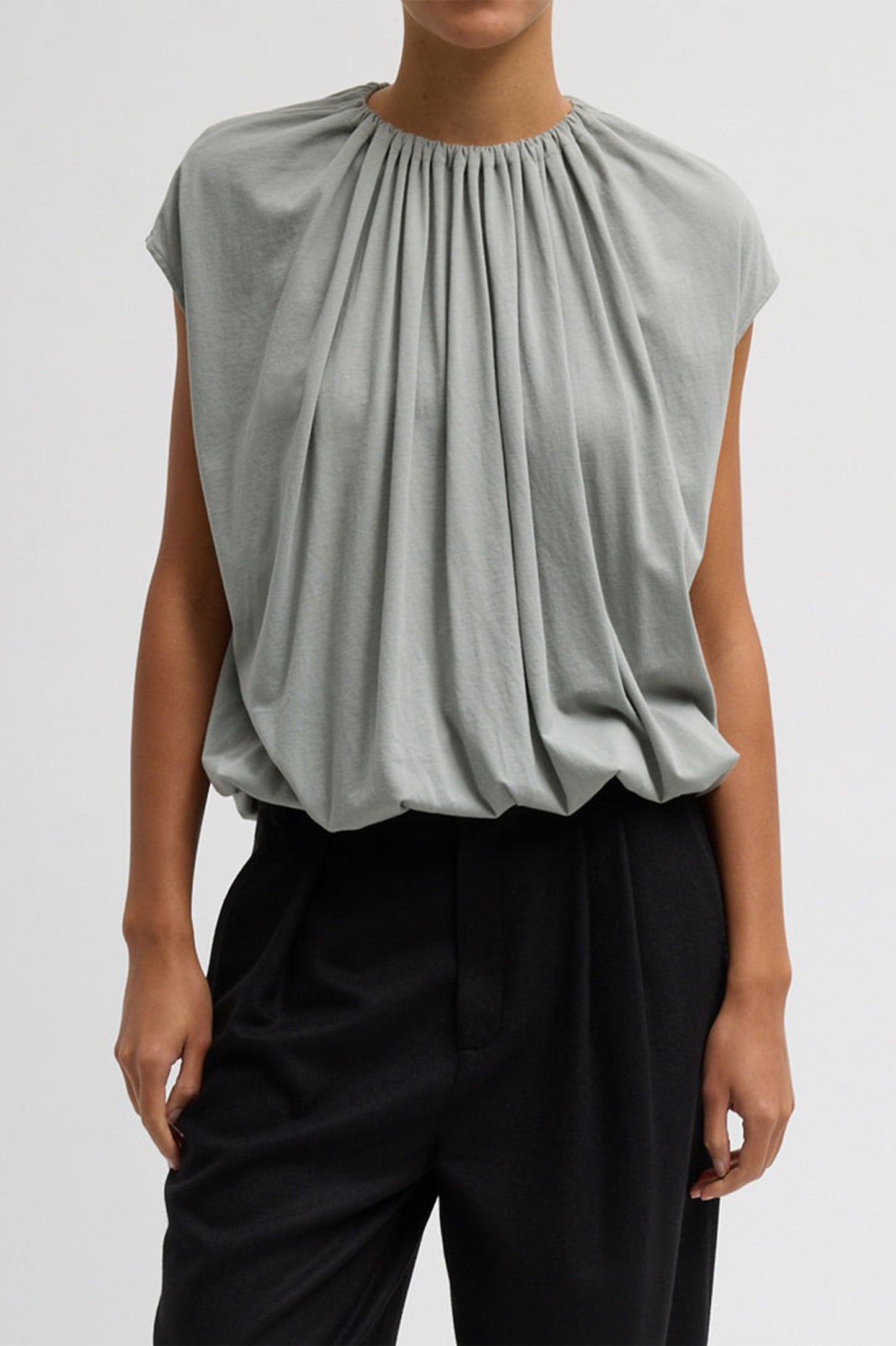 Shirred Neck Circular Top