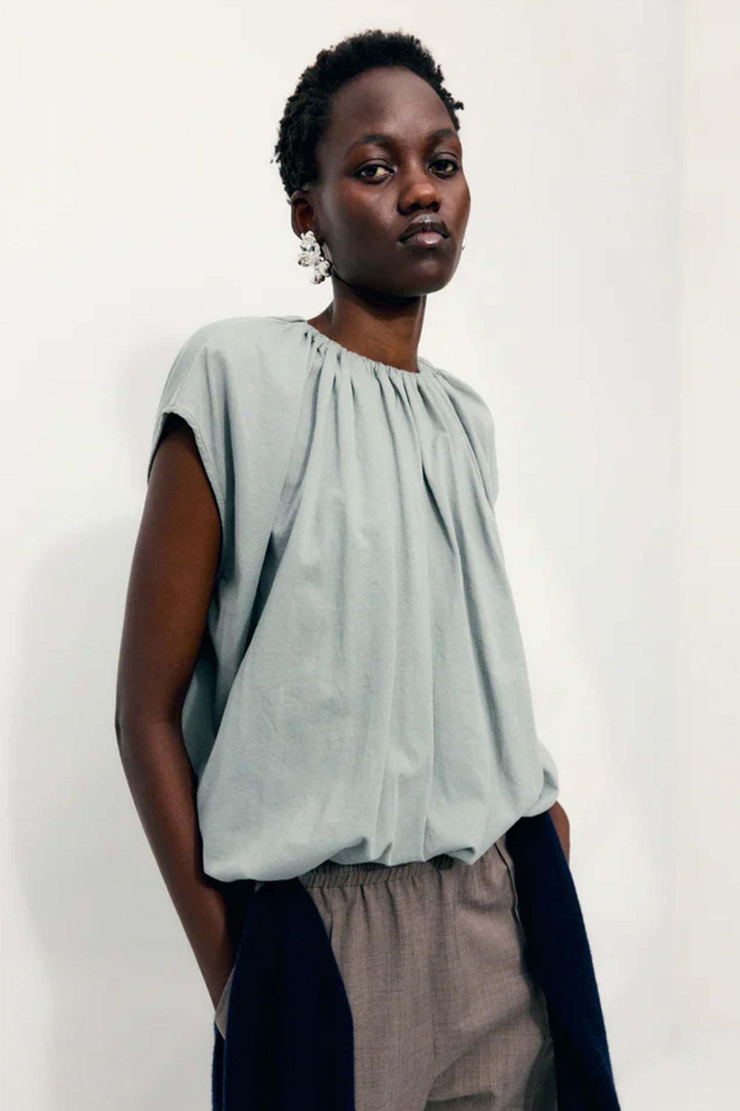 Shirred Neck Circular Top