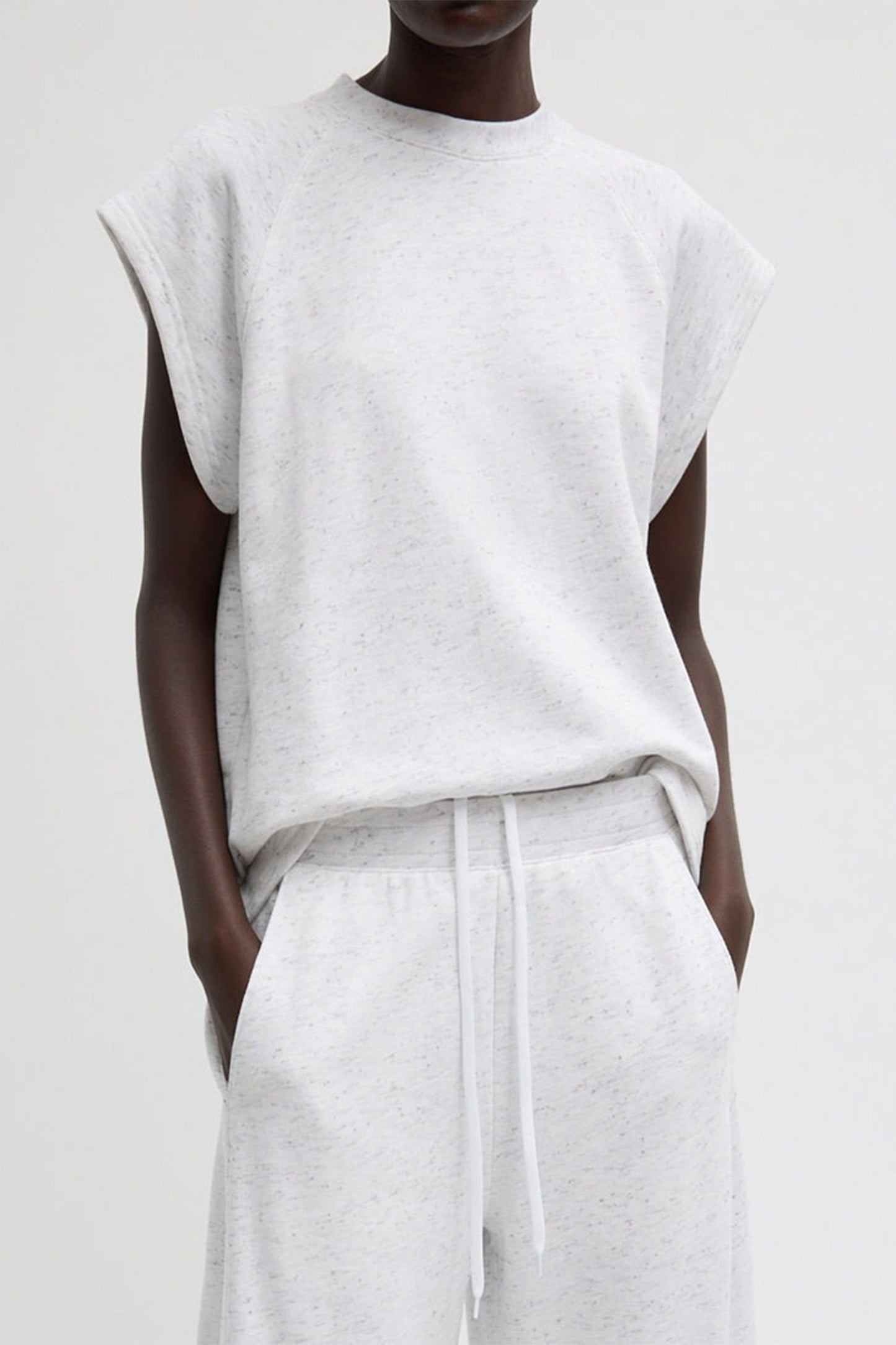Spring Tweedy Sweatshirting Sleeveless Easy Top